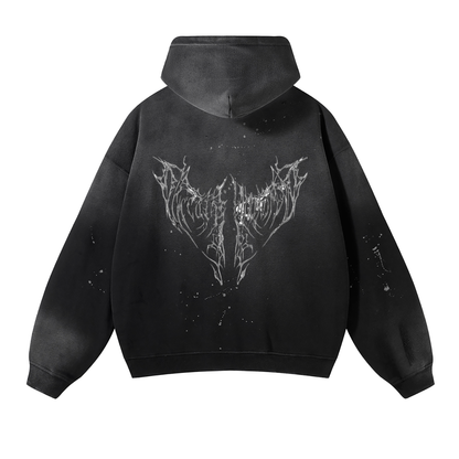 Vintage Washed Frayed Fleece Hoodie