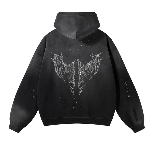 Vintage Washed Frayed Fleece Hoodie